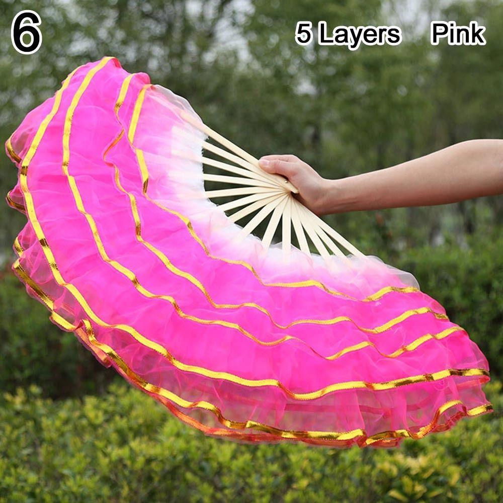 Long Imitation Dancer Practice Long Silk Fans Belly Dancing Fan Silk Fans Rayon Silk Fans