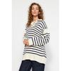 Marineblauer bequemer gestreifter Strickpullover Tctaw24ak00172