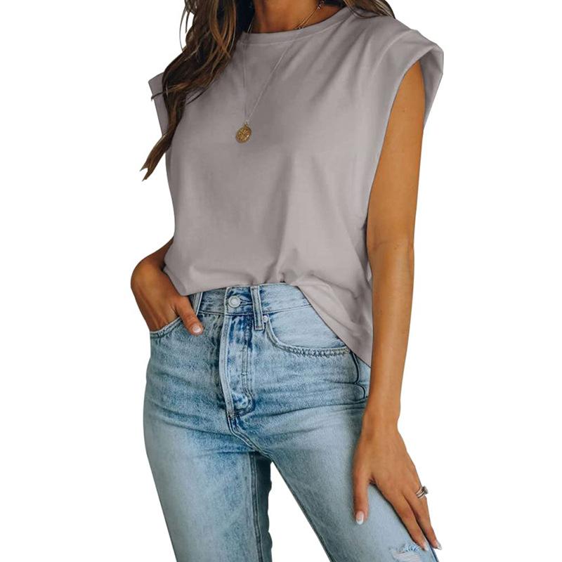 Women's Summer Round Neck Loose Sleeveless T-Shirt
