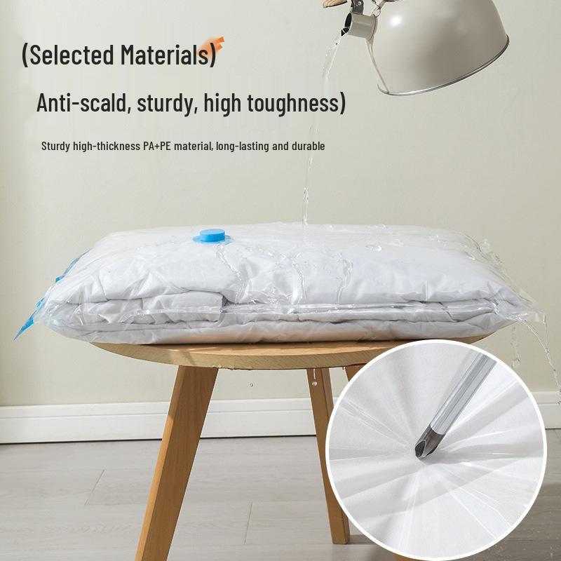 Thick Transparent Vacuum Compression Bag with Blue Edge for Travel, Quilt, and Clothes