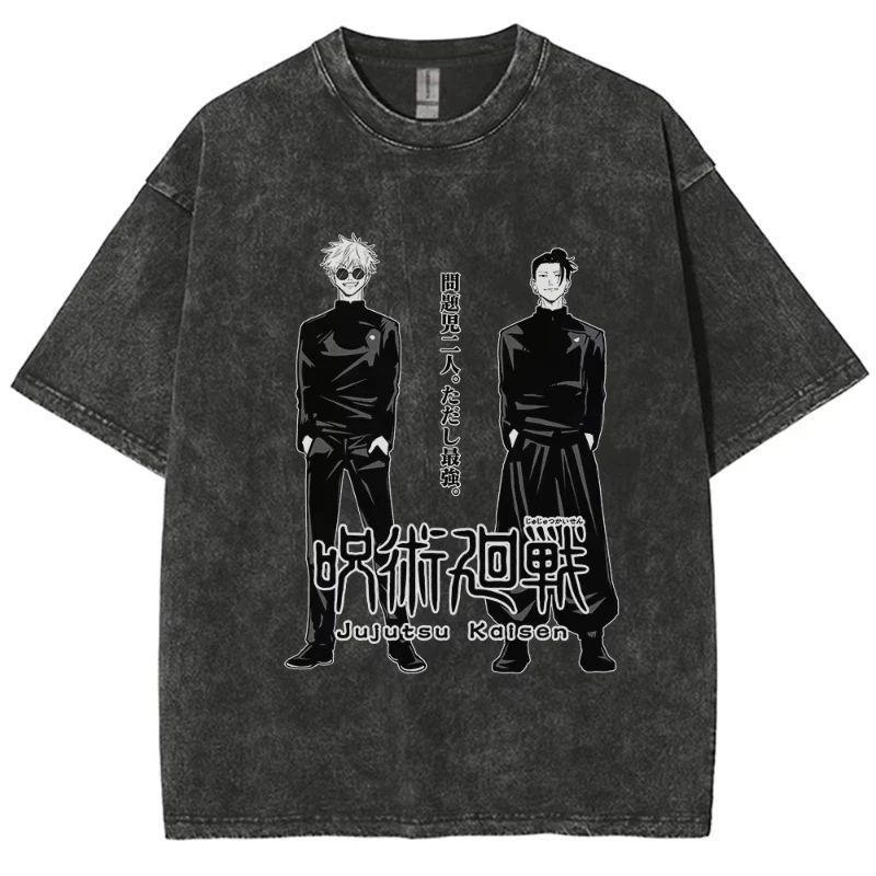 Jujutsu Kaisen Годжо Сатору Безграничная Пустота Печатная Футболка Мужская и Женская Стиранная Футболка Высококачественная Винтажная Хлопковая Футболка M