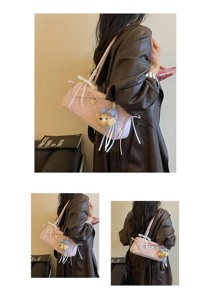 2026 Trendy Women's Polka Dot Bow Single-Shoulder Baguette Bag