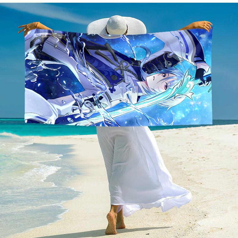 1pc Genshin Impact1 Beach Towel, Comfortable and Thick, and Swimming/Bath/Picnic/Camping Towel, Suitable for Seaside Beaches