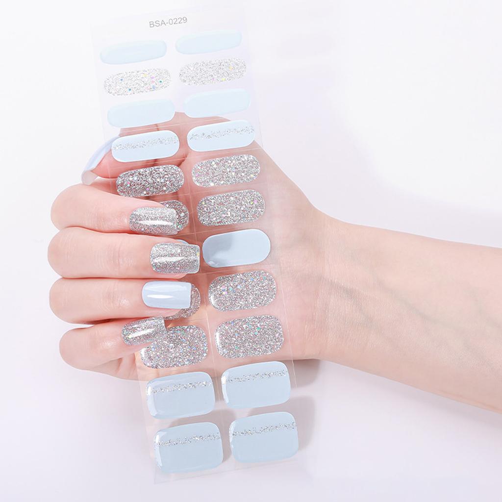 Gel Nail Stickers Full Cover Self Adhesive French Manicure Strips Quick Apply No UV Light Required Salon Quality