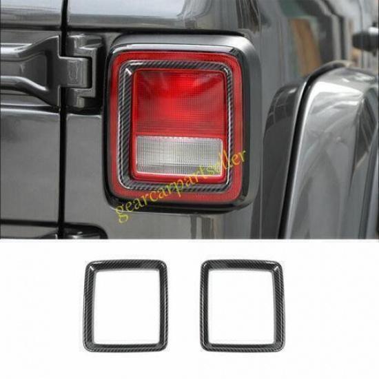 For Jeep Wrangler JL 18-2024 Carbon Fiber Sport Rear Tail Light Lamp Frame 2PC