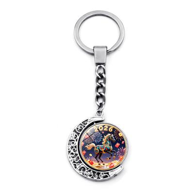 Llavero/Colgante para Bolso Conmemorativo del Año del Caballo, Llavero con Colgante Giratorio de Doble Cara.