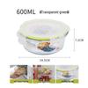 Camellia Round Glass Food Container with Grid Pattern, 600ml