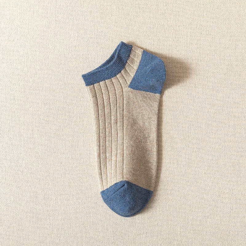 Herren Farbkombination Baumwoll-Knöchelsocken - Schweißabsorbierend, Geruchshemmend, Doppelte Naht, Dünn für Frühling/Sommer.
