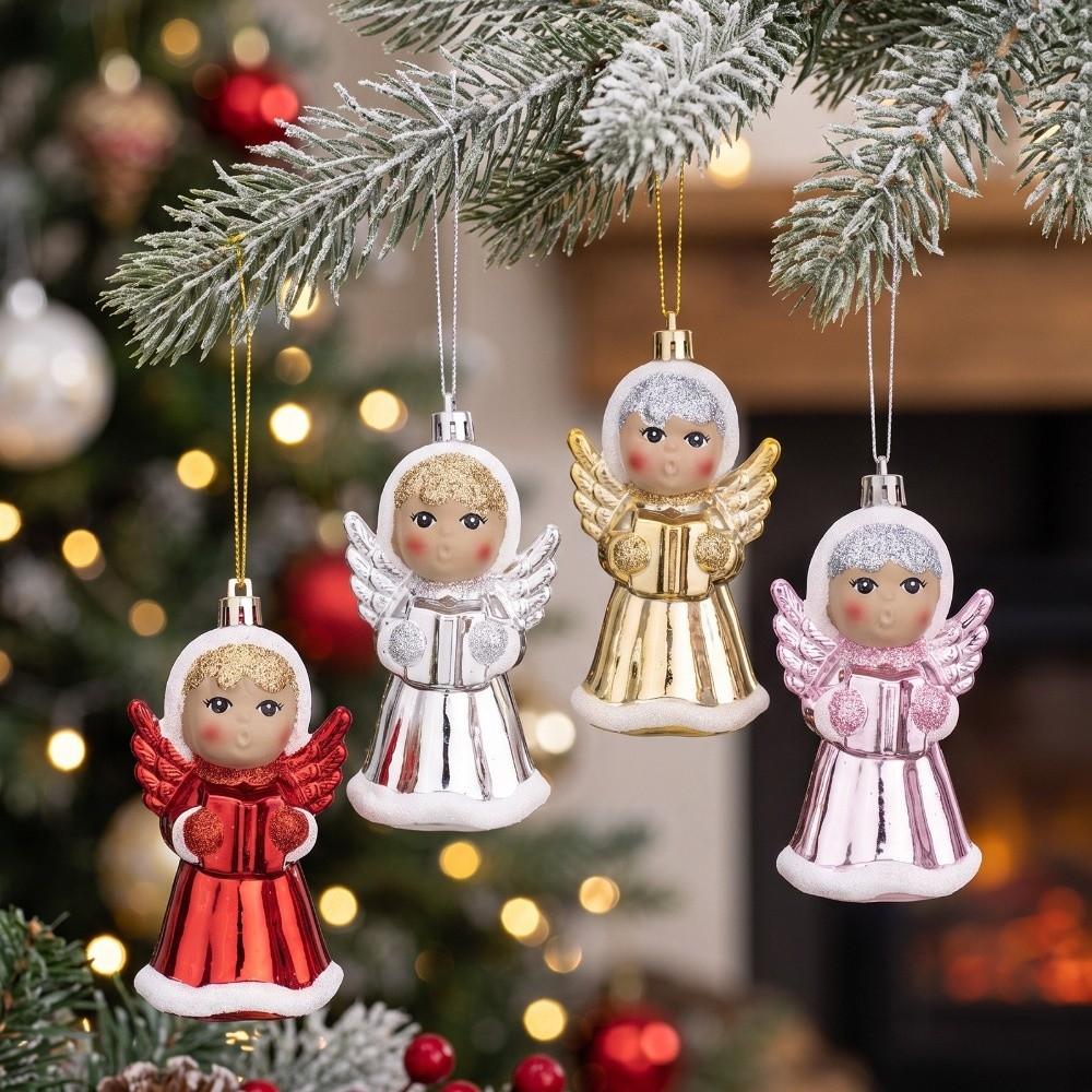 Glitter Detail Angel Doll Pendant Plastic Angel Hanging Decor Christmas Tree Decor
