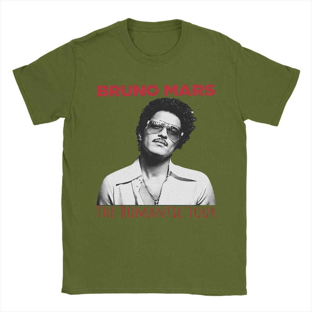 Bruno Mars The Romantic Tour 2026 Vintage TShirts for Men Vintage Cotton Tee Shirt O Neck Short Sleeve T Shirts Gift Idea Tops
