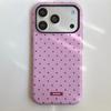 Japanese Korean Pink Polka Dot Magnetic Phone Case for iPhone 15 Pro/16 Pro Max, Small Rabbit Design
