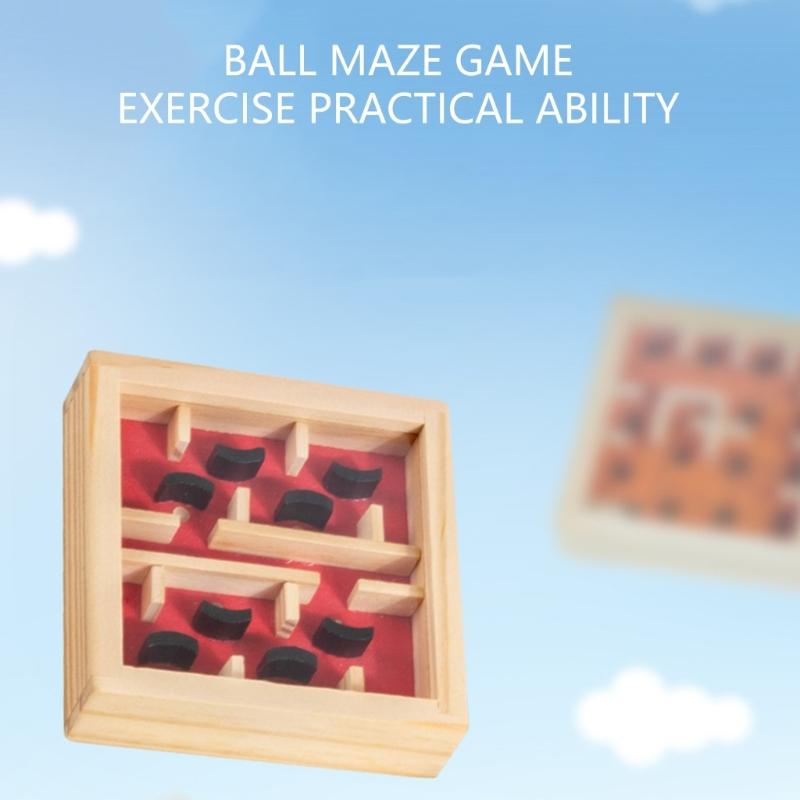Children Wooden Labyrinths Puzzle Toy With Marble Balance Game For Problem Solving Development And Hand Eye Coordination