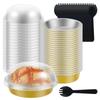 50Pcs Mini Cake Pans with Lids and Spoon 230ml Non Stick Foil Baking Box Kitchen Tools Ramadan Mini Bread Muffin Tins Loaf Pans