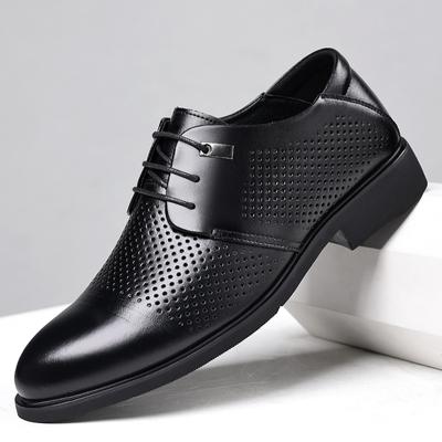 New Men's Comfortable Genuine Leather Summer Hollow Breathable Derby Leather Shoes High Quality Men's Lace Up Gentlemen's Shoes
