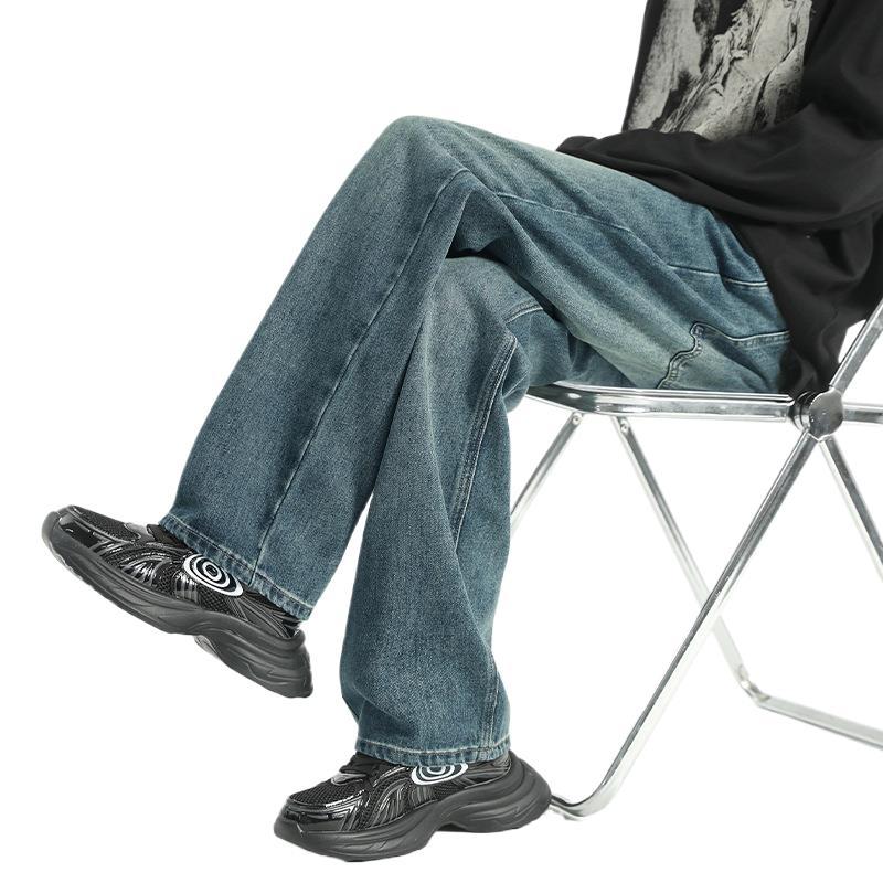 New American Retro Jeans for Spring and Autumn Men's Loose Straight-leg Wide-leg Trousers