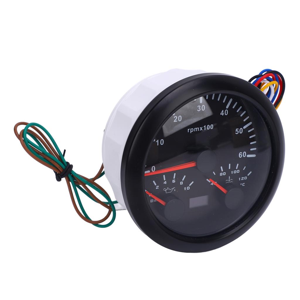3 In 1 85mm Tachometer DC 9 To 32V 6000rpm 0 To 10bar Oil Pressure 40 To 120 Celsius  Water Temp 7 Color Backlight for
