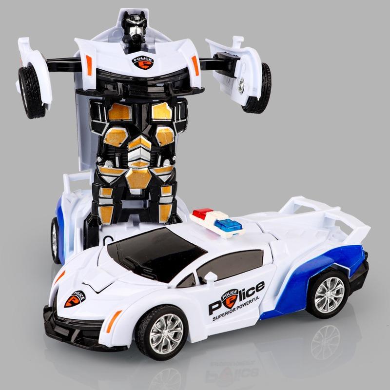 2 In 1 One-key Deformation Car Toys Automatic Transform Robot Plastic Model Collision Transforming Funny Diecasts Toy Kids Gifts
