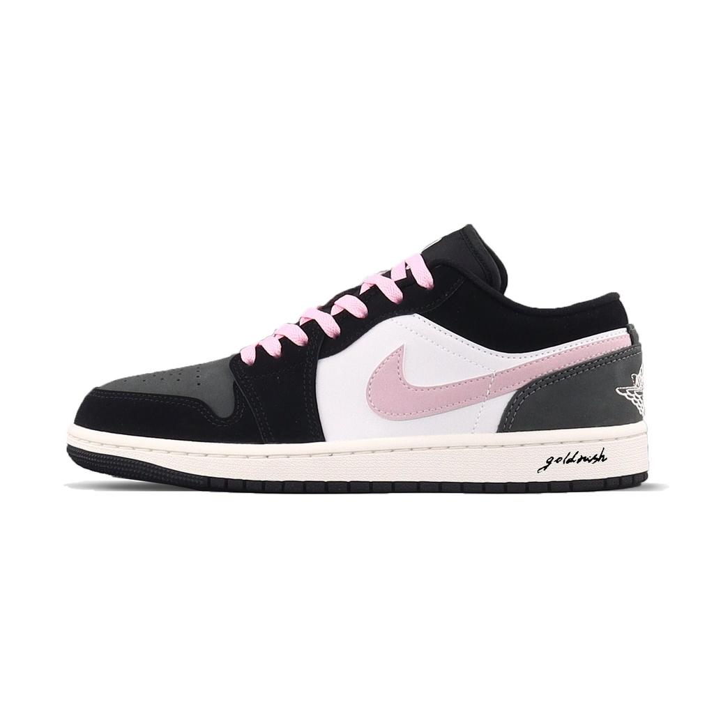 Jordan Air Jordan 1 Black Pink Toes Abrasion Resistant Low top Vintage Basketball Shoes Men's Black Pink II3788-003(Team2267-)