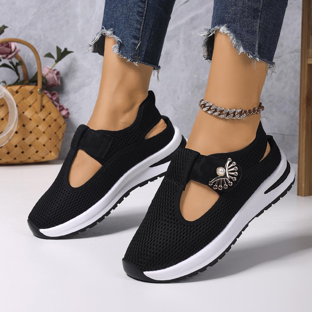 

Autumn Velcro Sports Running Shoes Large Size Casual Mesh Breathable Platform Casual Single Shoes Women 43