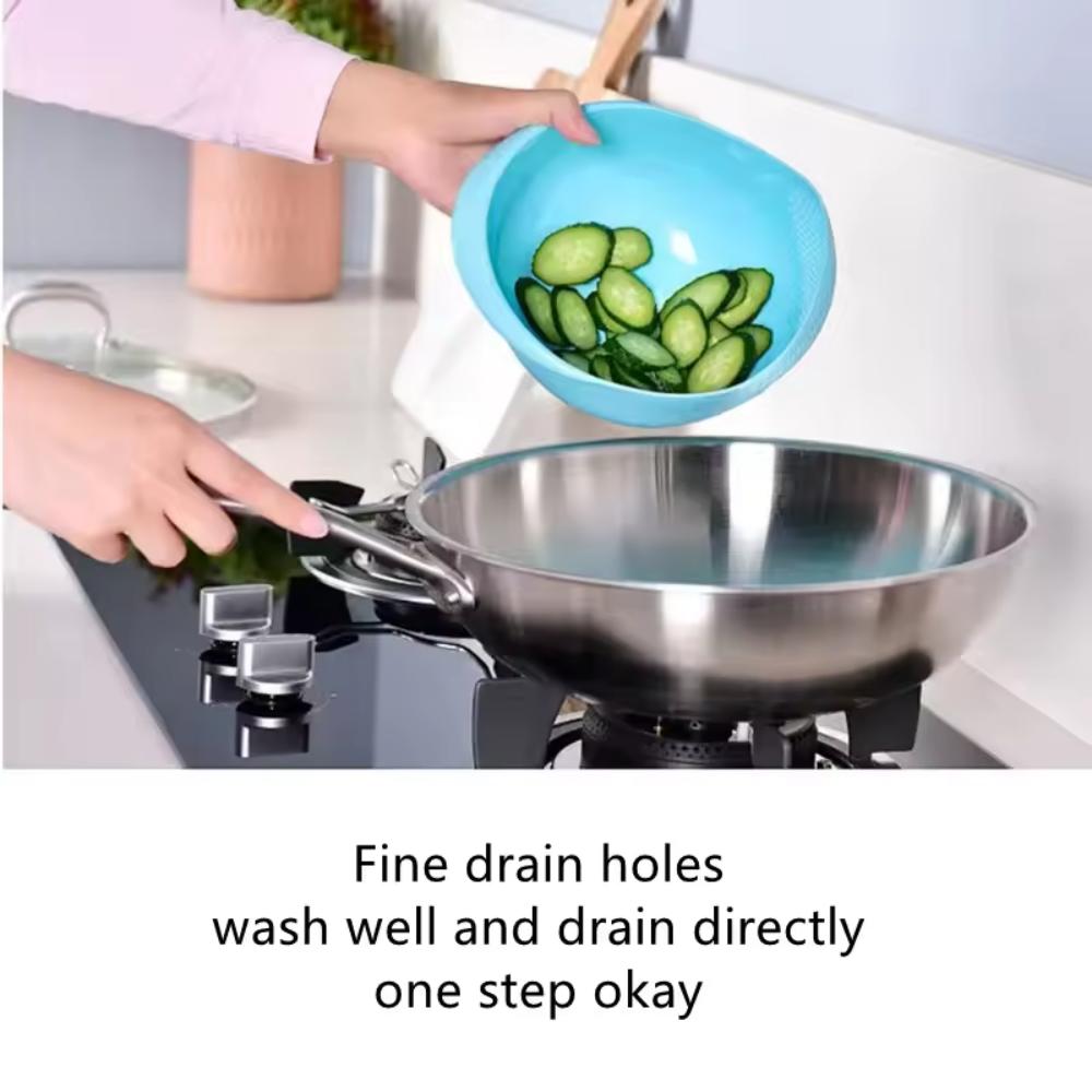 Multifunctional Food Grade Plastic Rice Washer Kitchen Vegetable Fruit Colander Drain Basket Non Leakage Washing Basin