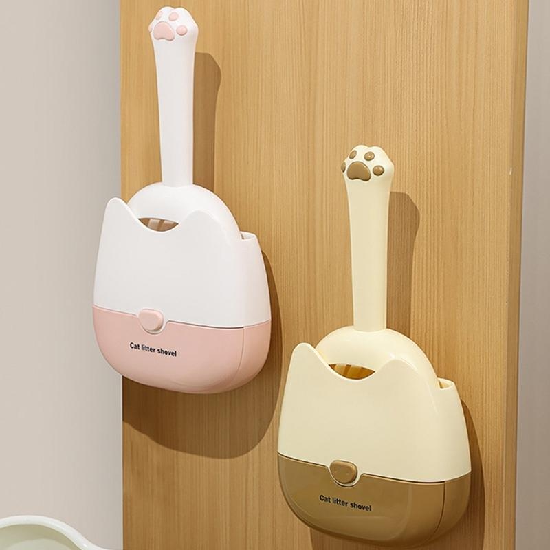 Wall Mounted Cat Litter Scoop Fine Mesh Double Size Gap Sifter Plastic Poop Cleaner Tool for Pet Waste Management Home Use Bathroom Organization