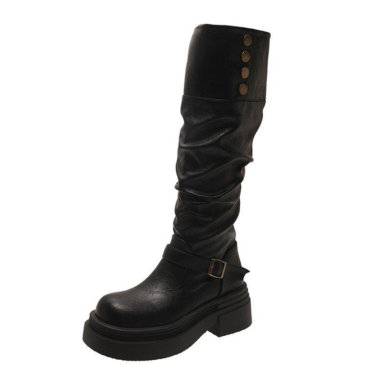 

[Youshilai] Brown Maillard Boots Women s 2025 New Autumn But Knee High Knight Boots 35
