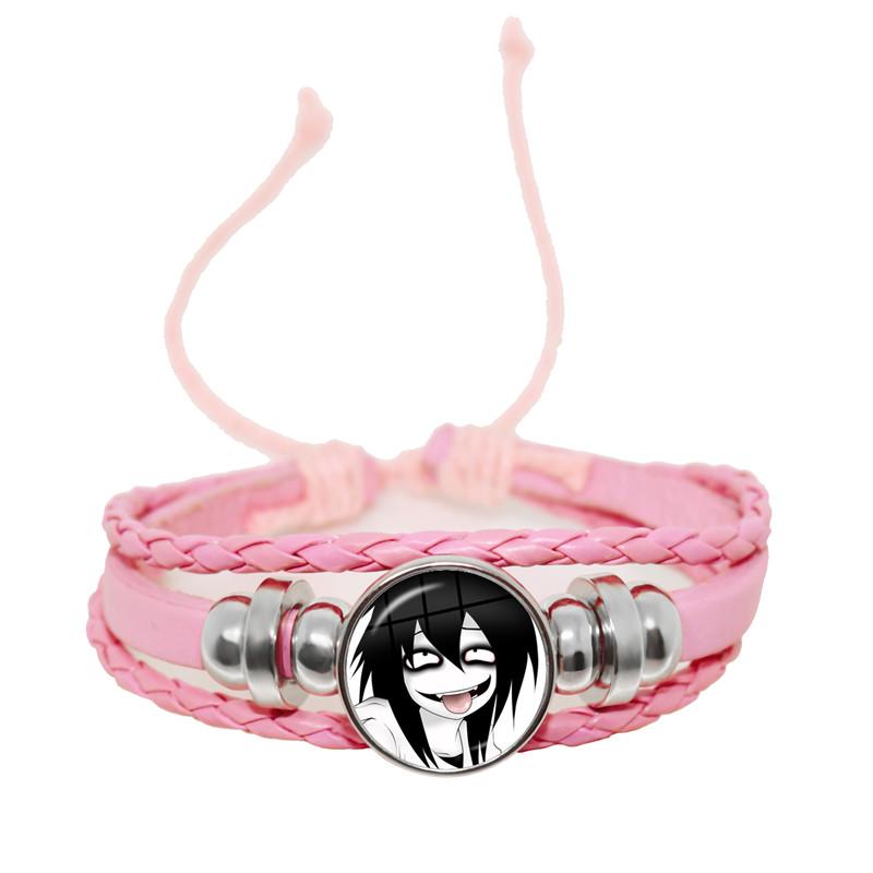Fashion Accessory Gift For Kids Hot Creepypasta CREEPY PASTA TICCI TOBY Bracelet Glass Leather Bangle JEFF THE KILLER