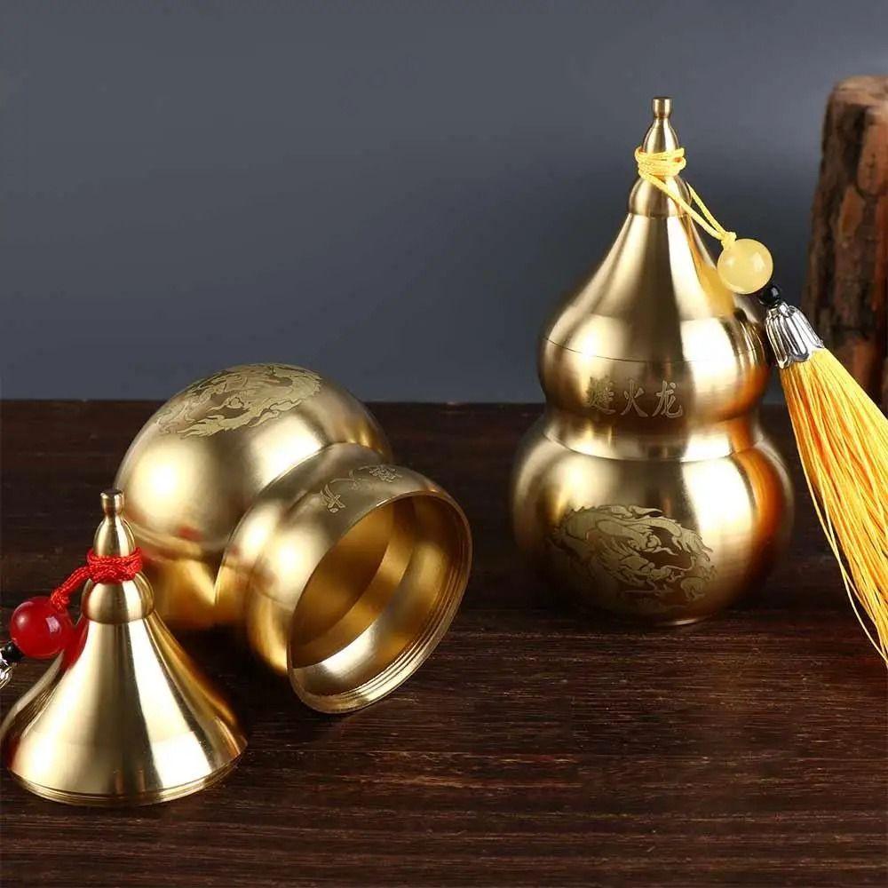 1Pcs Ancient Craft Fire-avoiding Dragon Gourd Feng Shui Fortune Protection Wu Lou Copper Gourd