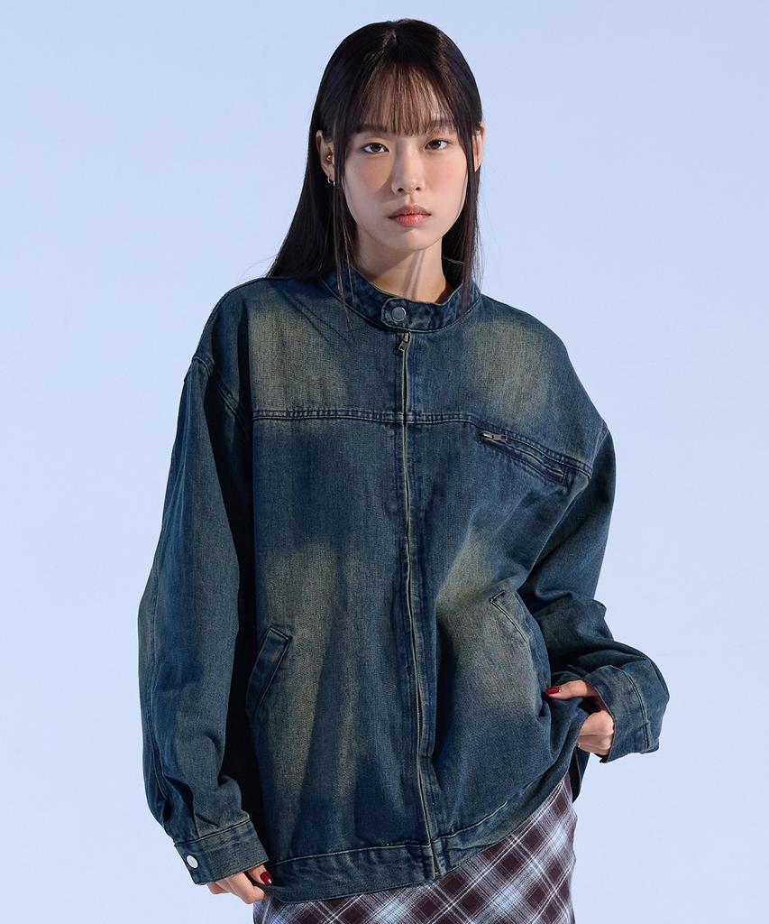 Moaa Washed Denim Rider Jacket (Jean Blue)