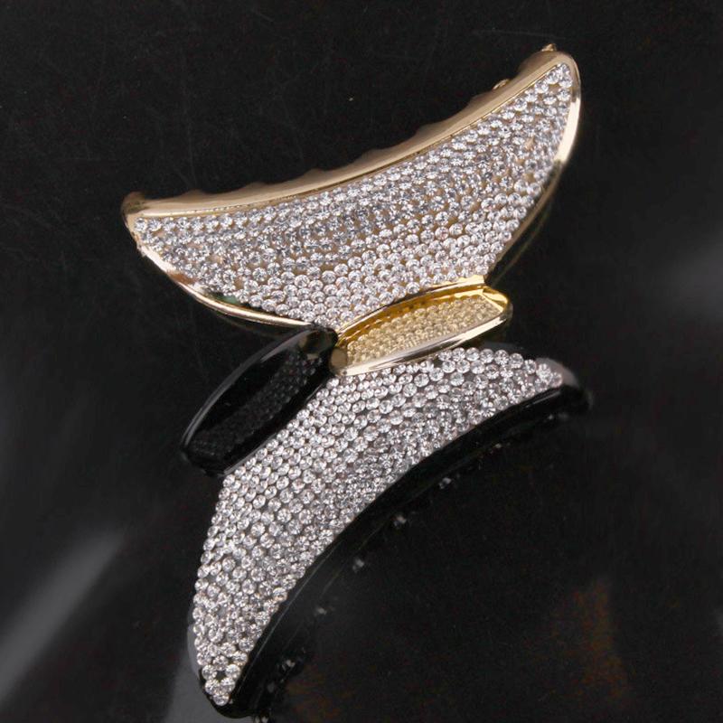 1Pc Large Shine Plastic Fashion Headdress Beautiful Black Water Drill Hair Grab