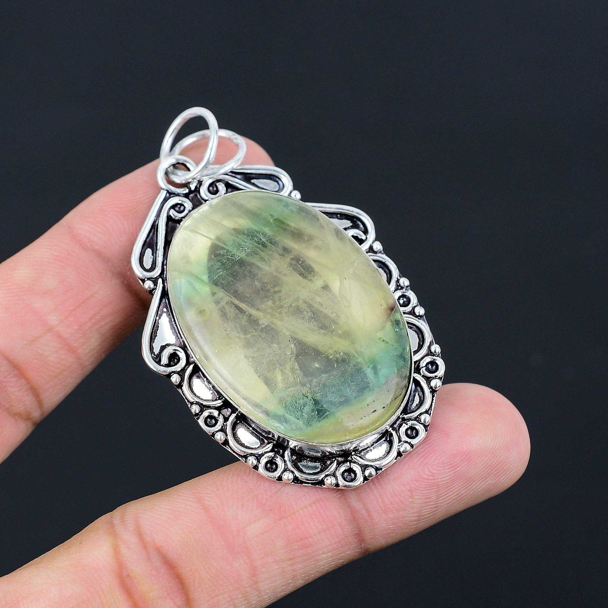 

Sisters Day Sale Multi Fluorite Gemstone Birthday New Pendant Jewelry 925 Silver