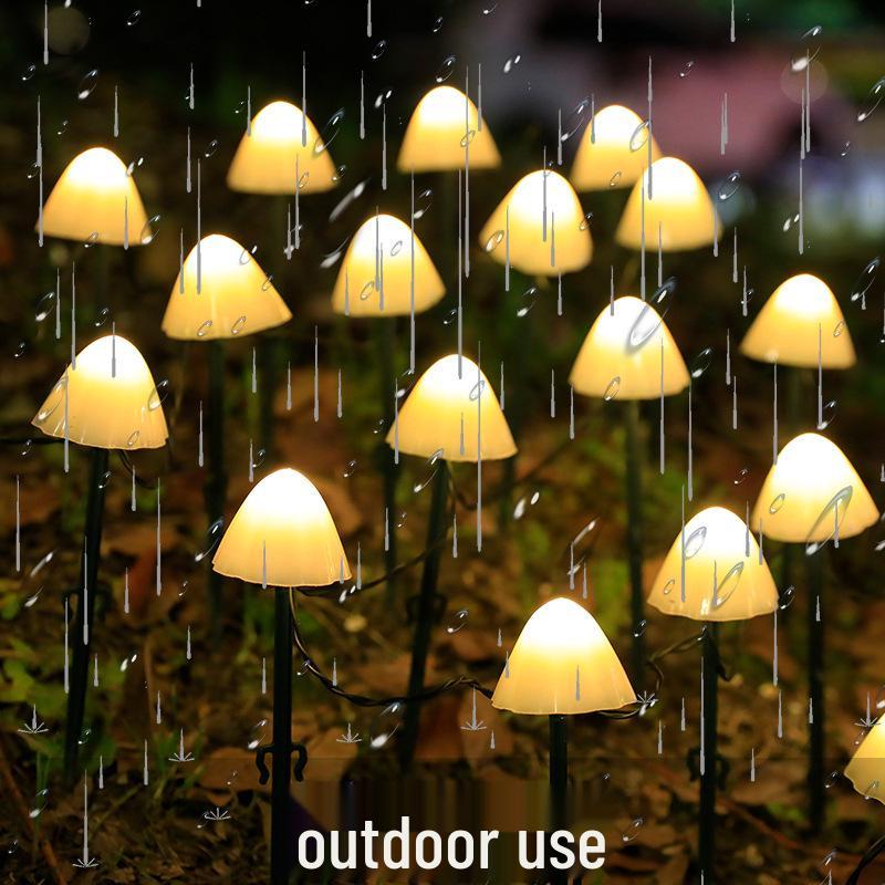 Solar LED Mushroom Garden Lights - Outdoor Lawn and Courtyard Decoration with Flashing Color Strings