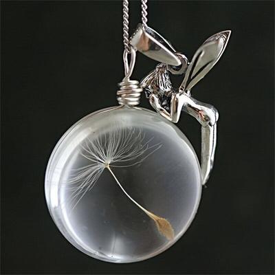 Enchanting Handcrafted Drift Bottle Necklace Unique Glass Dandelion Charm Fashionable Handmade Jewelry for Personalized Style