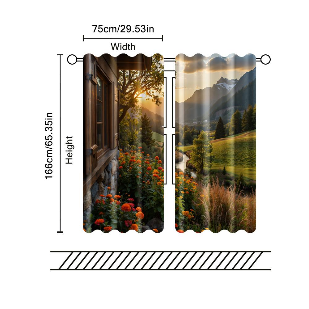 2 pcs, filtering curtains (excluding rods, non-movable, without batteries) Autumn Lake for use in bedrooms and living rooms