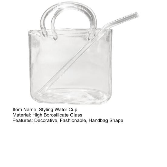 Tumbler with Straw Transparent Heat-Resistant Glass Cup for Juice Cocktails Iced Coffee