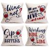Nordic Wine Goblet Linen Pillowcase 60*60 Living Room Sofa Cushion Cover 40*40 Home Decoration Fashion Pillowcase 50*50