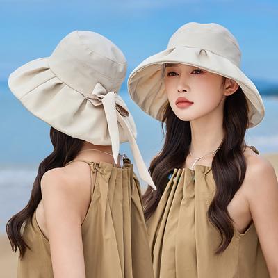 Summer New Hat Women's Sunshade Sunscreen Sun Hat Summer Outdoor UV Protection Bow Bucket Hat