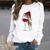 Christmas Print Long-sleeved Crew Neck Sweater for Women