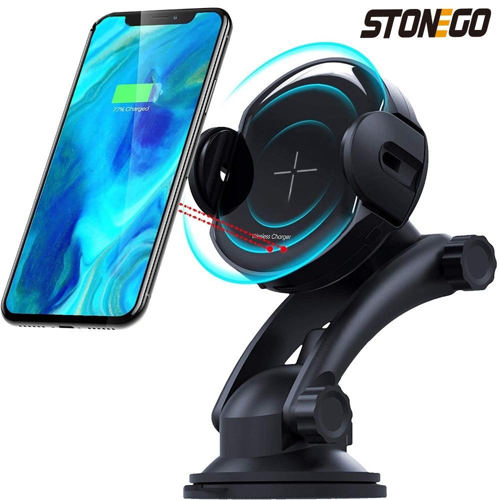 Automatic 10W Qi Fast Wireless Car Charger Mount for iPhone Samsung Android QC 20 30 Secure Dashboard Vent Clip