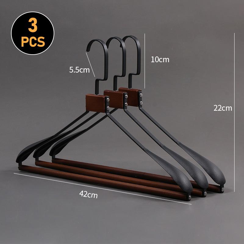 3Pcs Retro Metal Wood Hanger Wardrobe Wide Shoulder Non-slip Clothes Hangers Household Coat Pants Suits Drying Rack Organizer