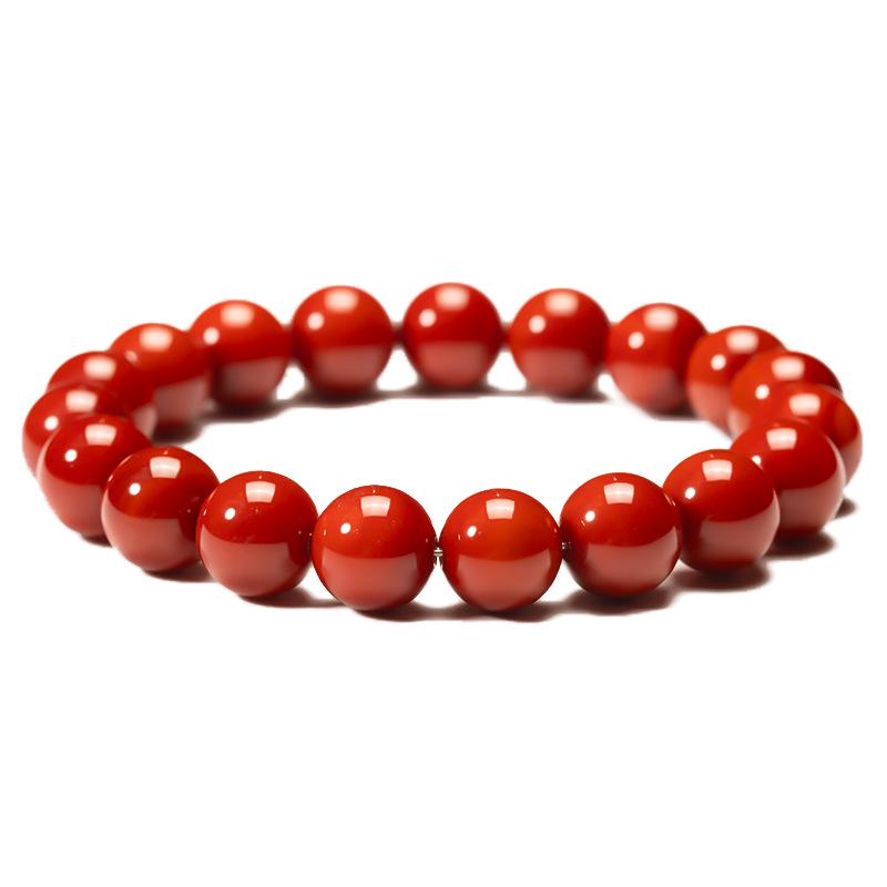 New European & American Style Cross Bracelet, 8MM Natural Stone Beaded Fashion Accessory