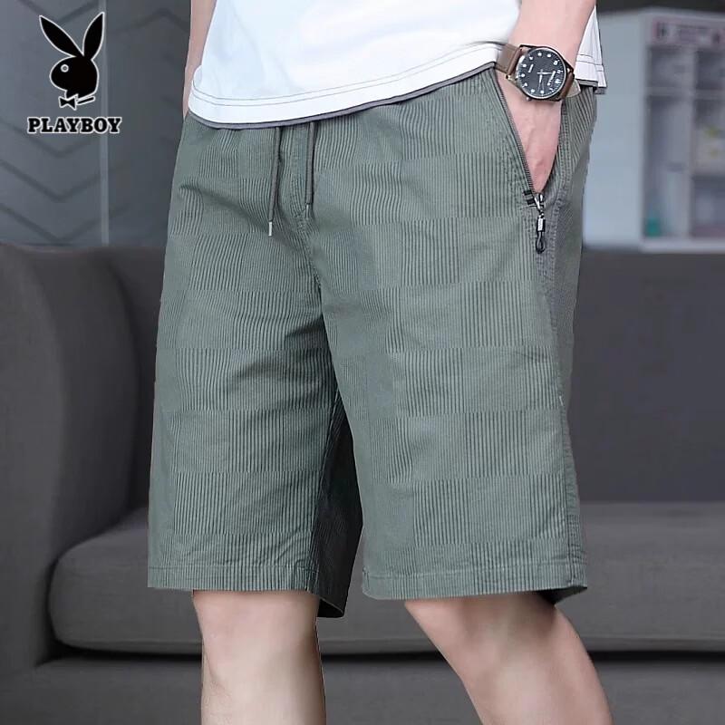 PLAYBOY Men s Pure Cotton Summer Loose Straight Casual Shorts 3XL