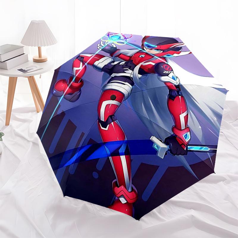 1pc Heroic Guardian Automatic Folding Outdoor Umbrella - 3-Fold Design with 8-Bone Iron Frame, Perfect for Fans, Travelers, Daily Use, and Festiv