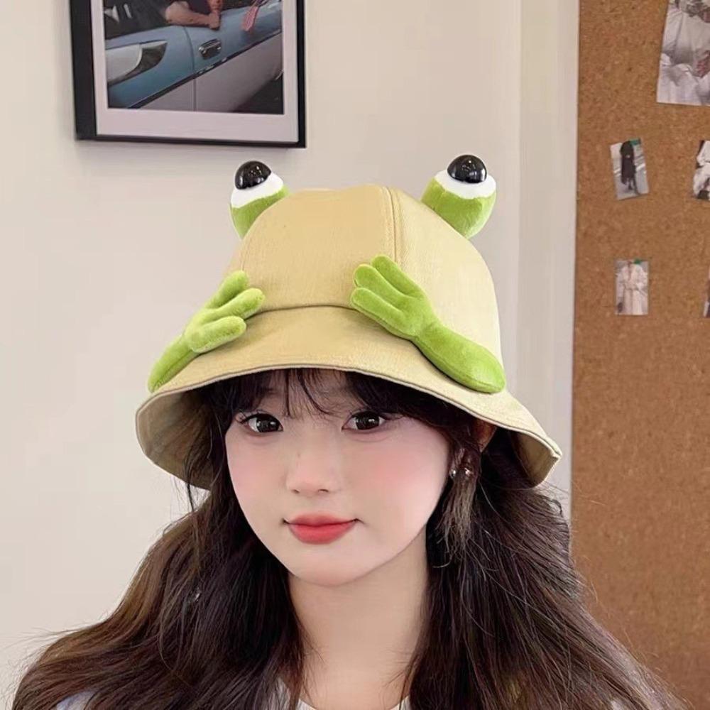 Big Eyes Pattern Big Eyes Frog Bucket Hats Cute Design Wild Panama Hats Basin Hats  Sun Protection