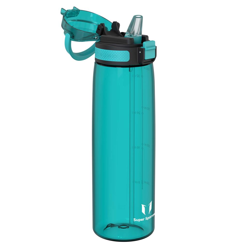 Super Sparrow Water Bottle - 1L - Made with American-made Tritan BPA-Free Straw - Suitable for Sports, School, Baseball, Outdoor Activities, Camping,
