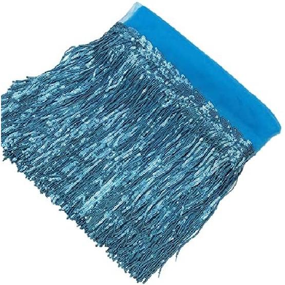 

10 Yards Sparkly Sequined Tassel Ribbon Sequins Fringe Trim Spangle Paillette Lace Fabric for Sewing Curtain Pillow Home Decor Party Dress Stage