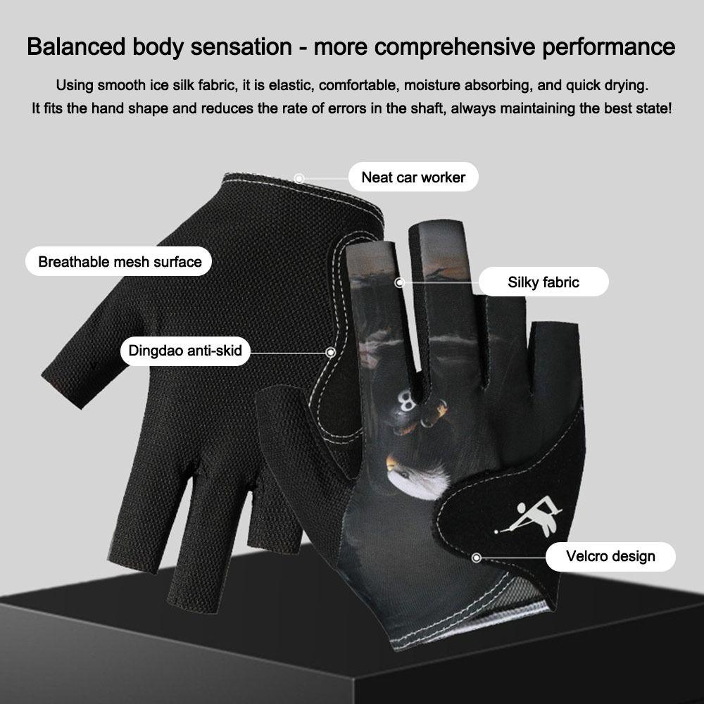 Elastic Half Fingers Glove Left Hand Billiard Training Gloves  Fitness Accessories