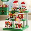 DIY Christmas Santa Snowman Claus Socks Eve Architecture Store Street View Xmas Tree Snow House Building Blocks Kit Toy