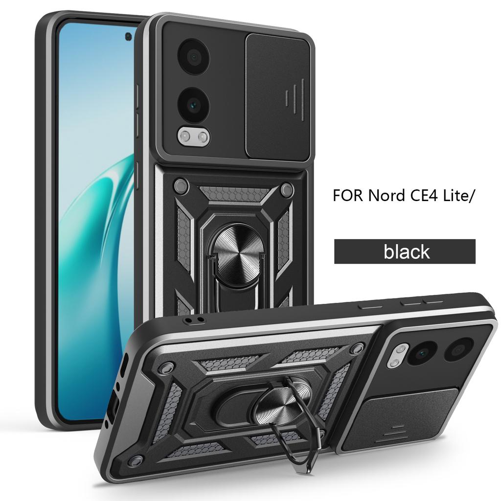 For OnePlus Nord CE4 Lite Case 1+Nord CE 4 Lite Cover Magnetic Ring Holder Armor Phone Case Slide Camera Protect Back Cover