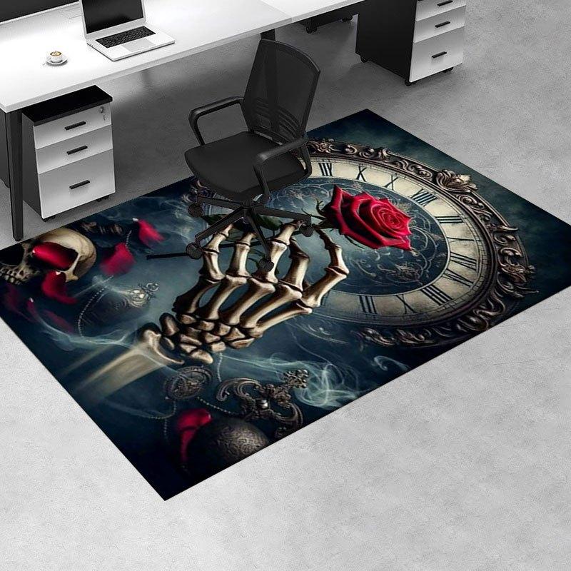 "Timeless Beauty: Gothic Skeleton Hand Holding Red Rose Wall Art Print"Office Mat Home Decor Office Desk Chair Carpet for office ph84